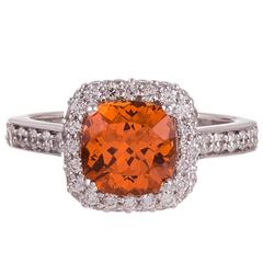 2.68 Carat Spessartite Garnet Diamond Gold Ring 6