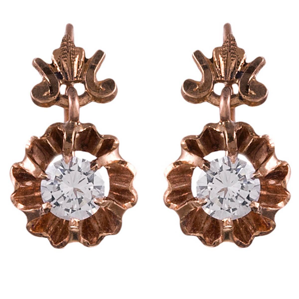 Victorian Diamond Gold Drop Earrings