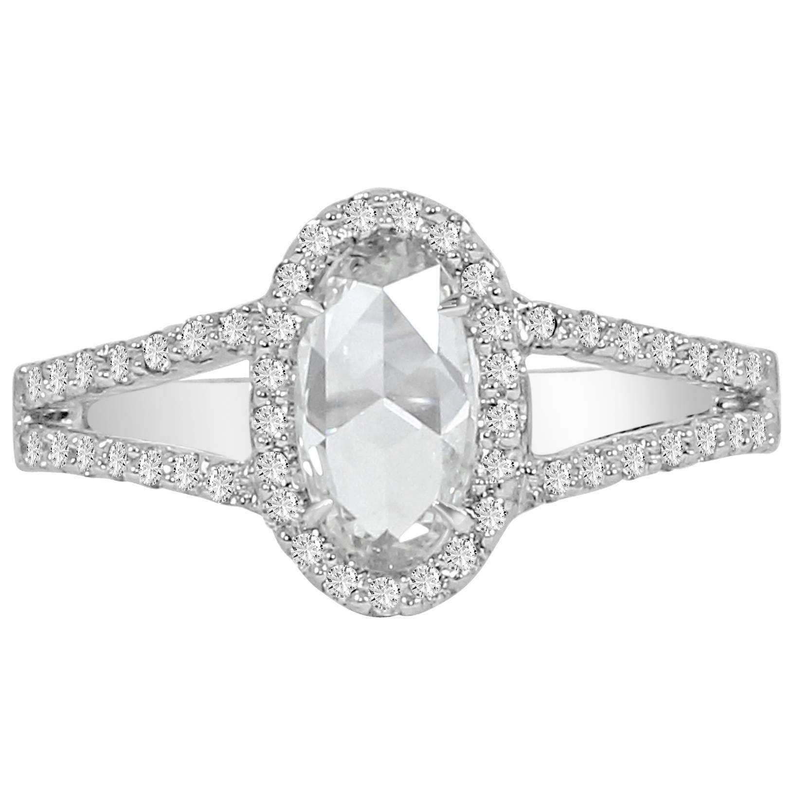 Vivaan White Rose Cut Diamond White Gold Ring For Sale
