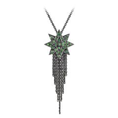 Ana de Costa Tsavorite black rhodium Sirius star tassel pendant