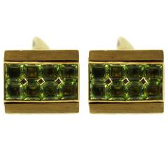 Peridot Yellow Gold Reversible Cufflinks 11