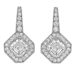Asscher-Cut Diamond Drop Earrings