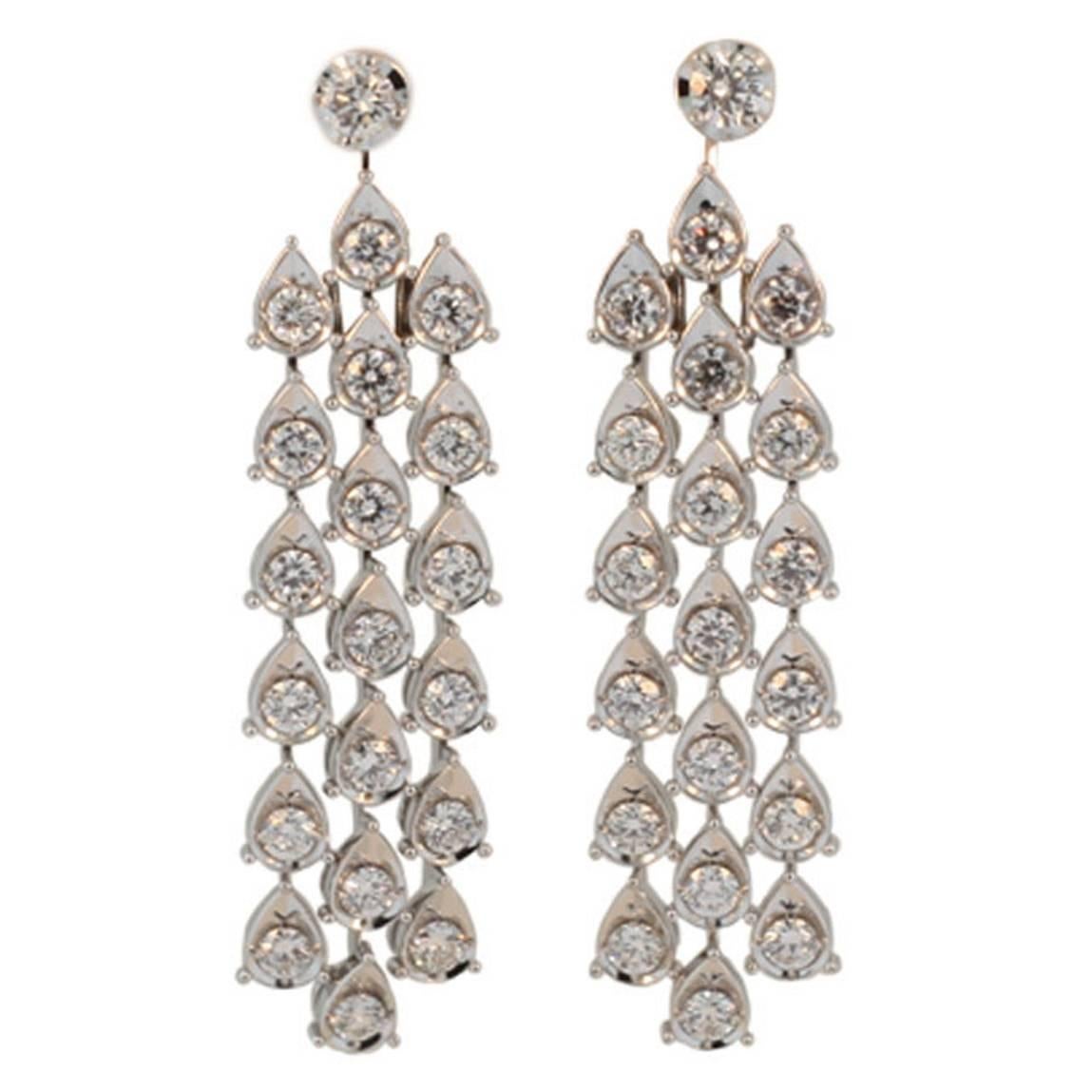 Diamond Gold Chandelier Earrings  For Sale