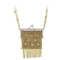 Chantecler Gold Gem-Set Purse Pendant Necklace