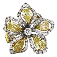 Diamond Two Color Gold Flower Cocktail Ring 10