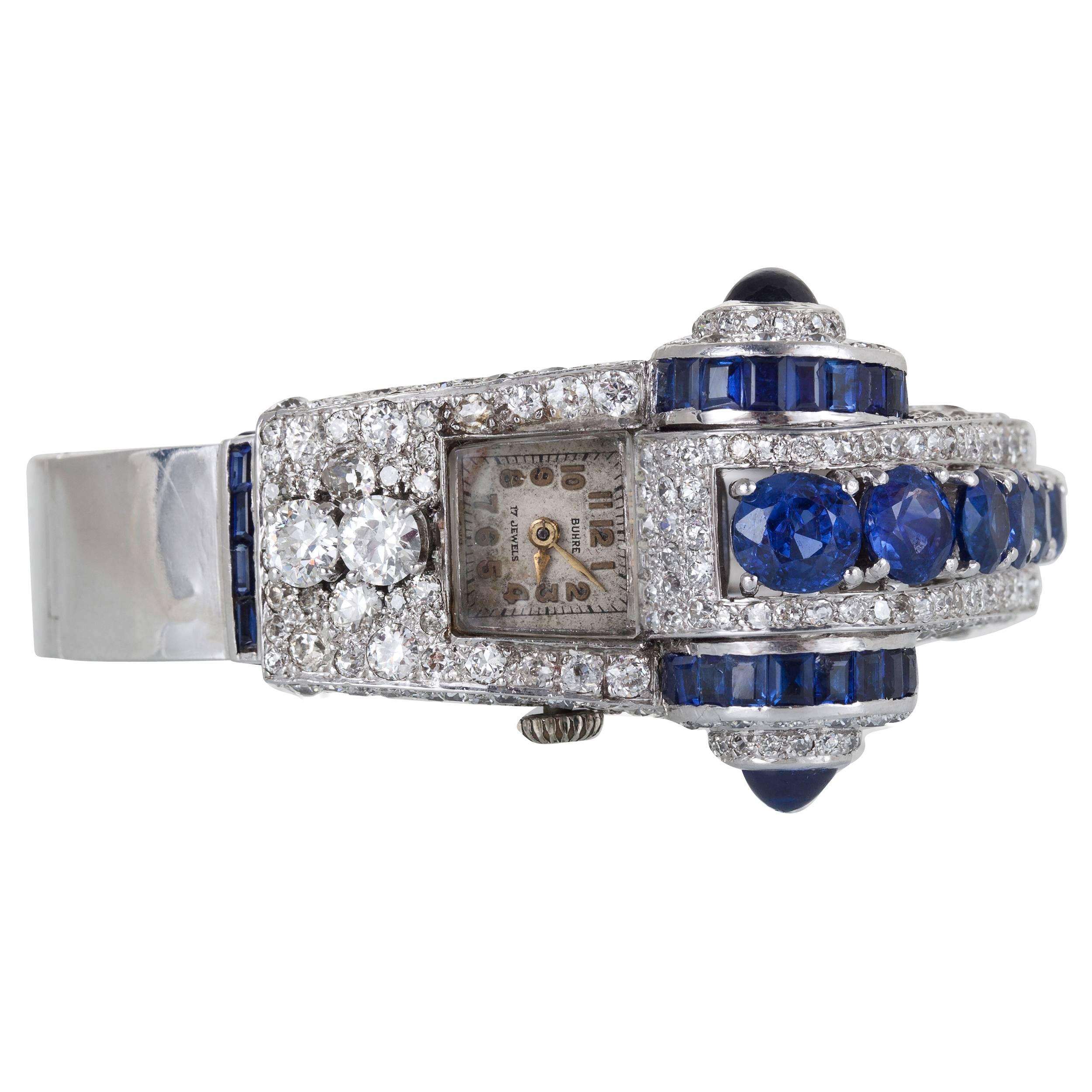 pavel buhre lady's diamond sapphire automatic wristwatch  For Sale