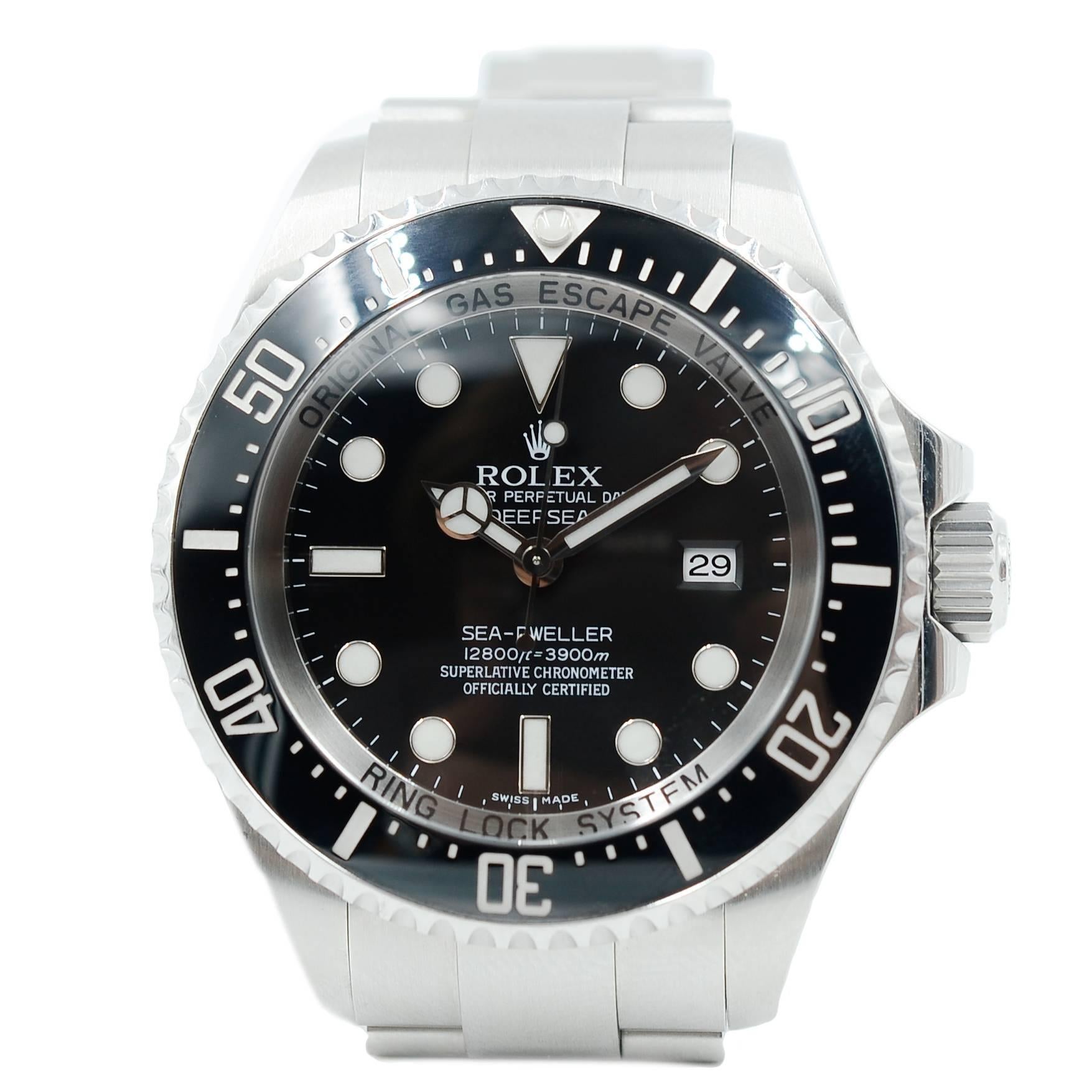 Rolex Deepsea Black Index Dial Oyster Bracelet Stainless Steel Men's Watch 11666 For Sale