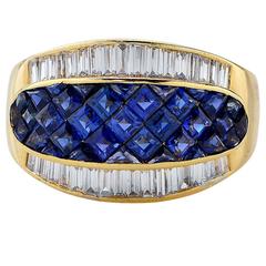 Sapphire Diamond Gold Band Ring 7