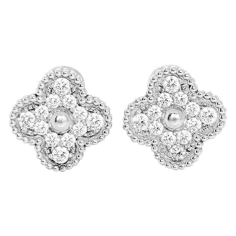 van cleef alhambra diamond earrings