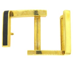 Vintage Tom Ford Onyx Inlay Gold Belt Buckle 