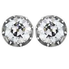 8.18 Carat Old European Cut Diamond Silver Gold Earrings 10