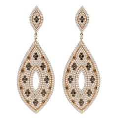 Black and White Diamond Gold Dangle Earrings 10