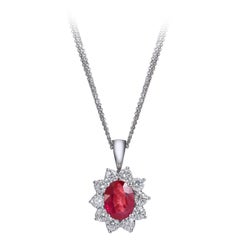 1.57 Carat Burma Ruby Diamond Gold Pendant