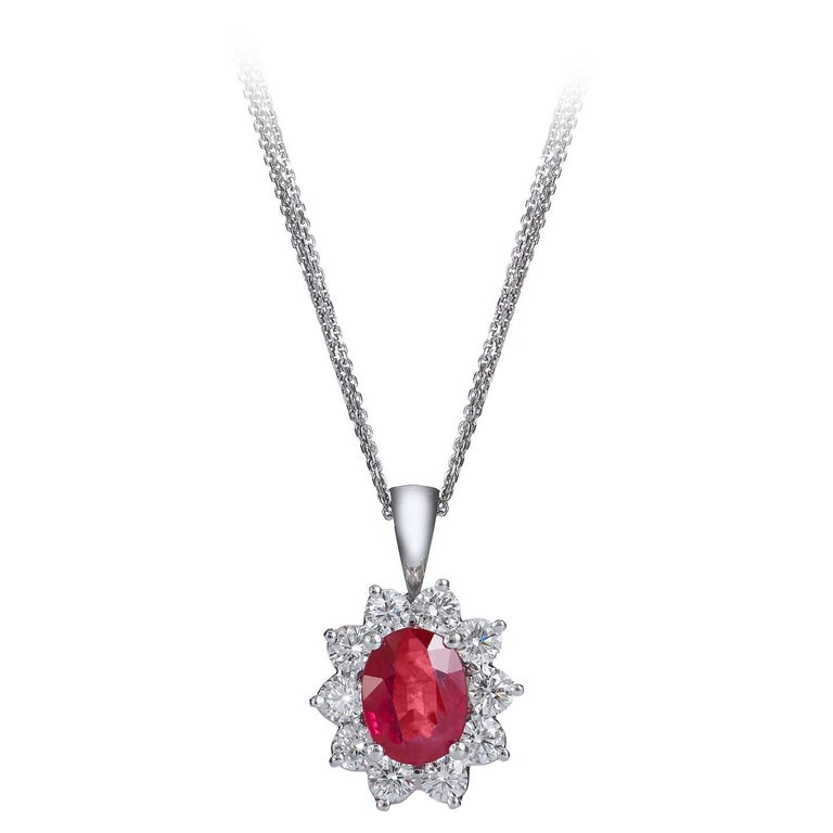 1.57 Carat Burma Ruby Diamond Gold Pendant at 1stDibs | burmese ruby ...