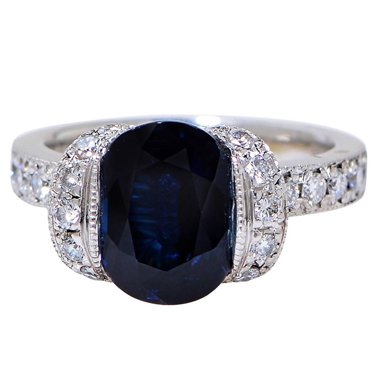 Vivid Diamonds GIA Certified 2.71 Carat Sapphire Platinum Ring