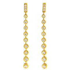Bucherer Diamond Gold Dangle Earrings 