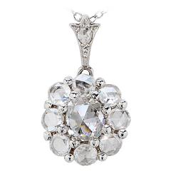 2.25 Carat Rose Cut Diamond Platinum Pendant