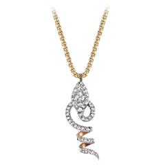 Rose cut Diamond Gold Snake Necklace 