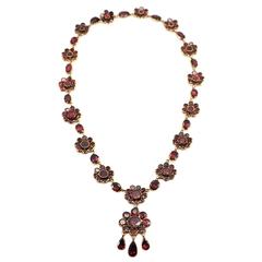 Antique 19th Century English Garnet and Gold Necklace