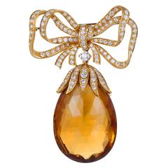 Tiffany & Co. Bow Brooch with Detachable Citrine Briolette