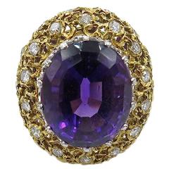 BUCCELLATI Amethyst, Diamond and Gold Ring.