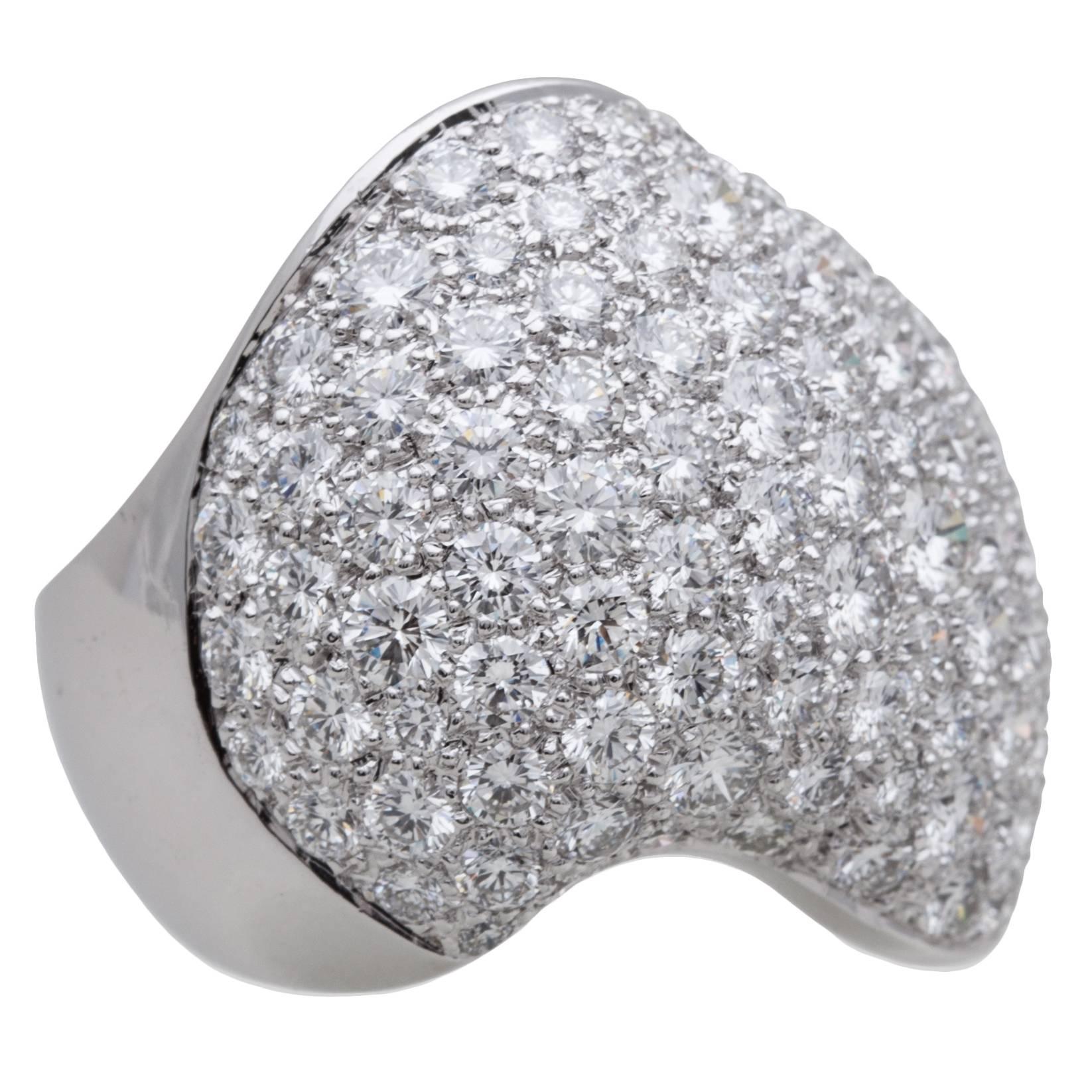 Van Cleef & Arpels Diamond Pave Gold Ring For Sale