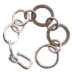 Jean Grisoni Sterling Silver Gourmette Bracelet with Oxidized Iron Circles
