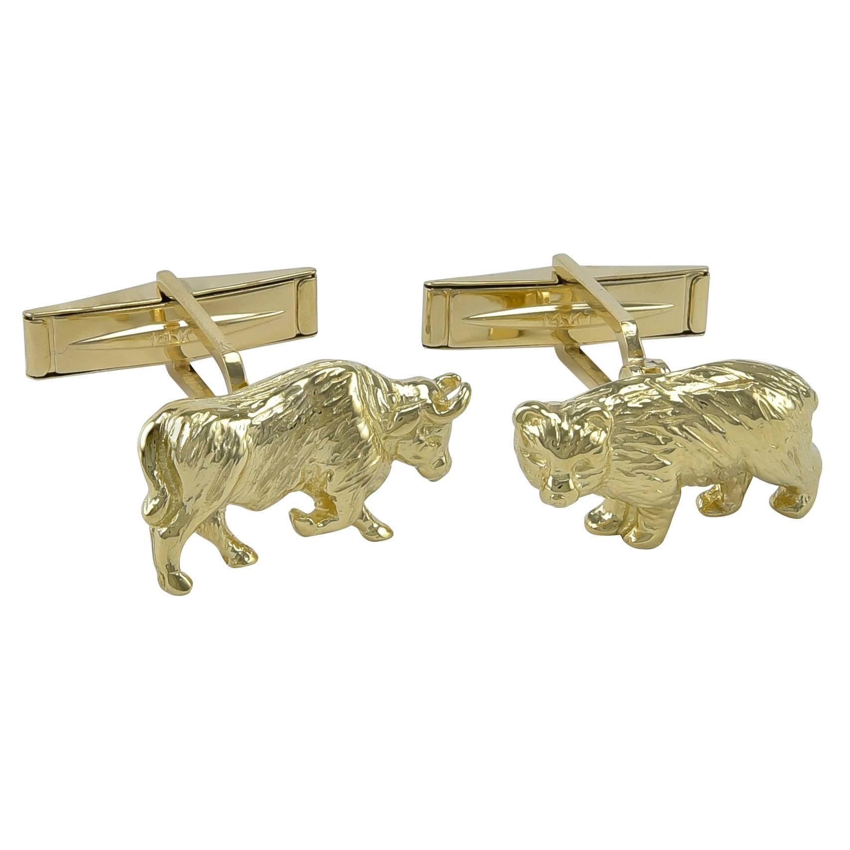 Bull & Bear Gold Cufflinks