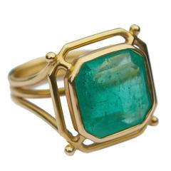 Cocktail Emerald and Diamond Cushion Ring