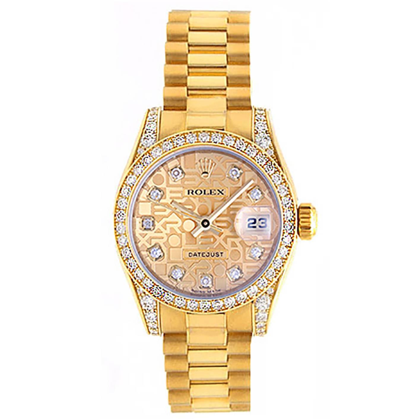 Ladies Rolex President Gold & Diamond Watch 179158