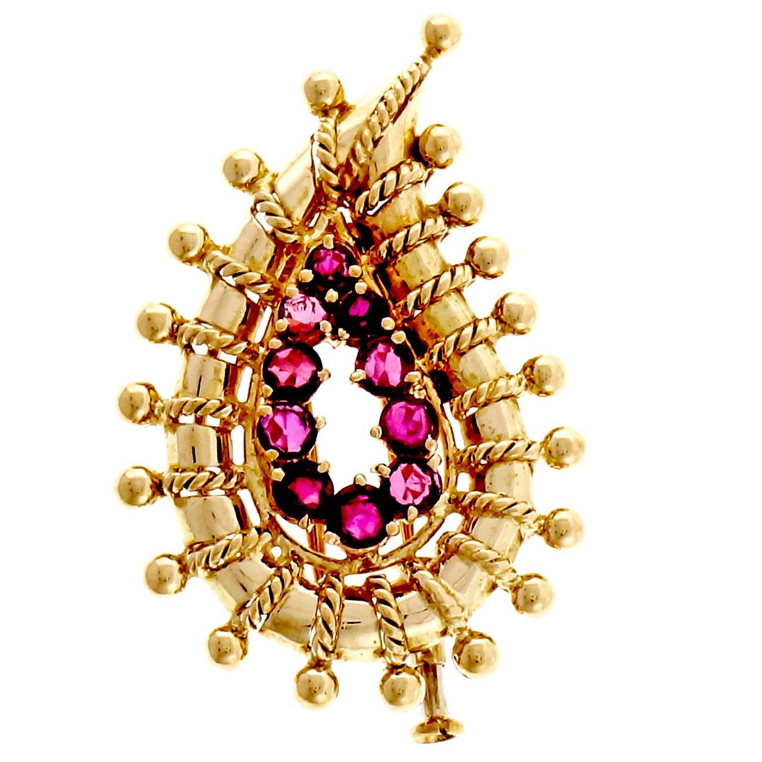 Tiffany & Co. Ruby Gold Brooch