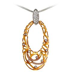 Diamond Rose Gold Open Oval Pendant Necklace 4