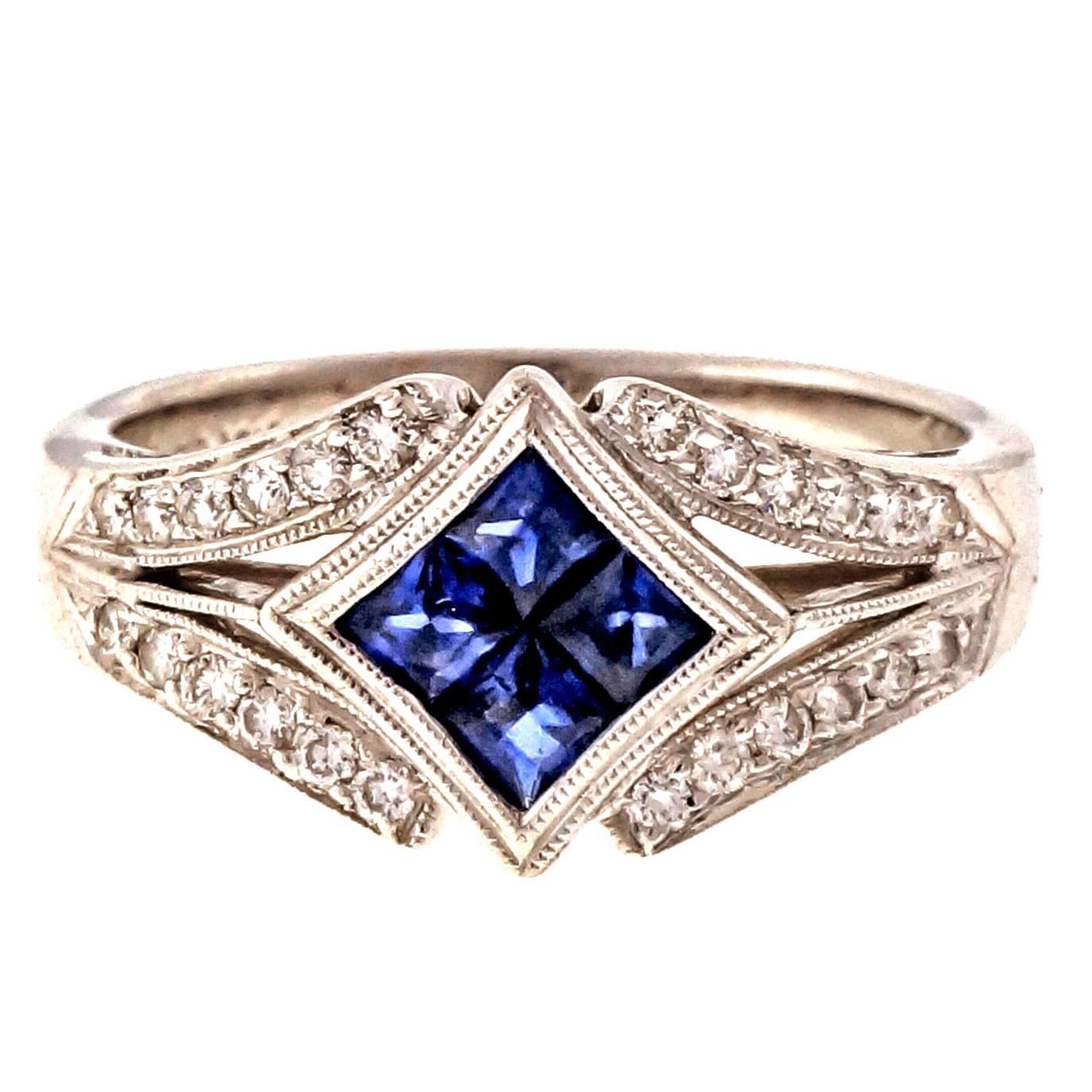 Simon G Sapphire Diamond Gold engagement Ring