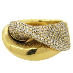 Modern Wempe Diamond Gold Twisted Ring