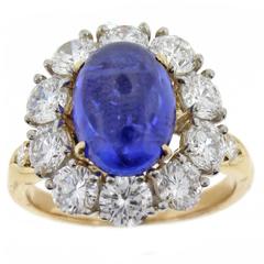 Van Cleef and Arpels Sapphire Diamond gold platinum cluster Ring