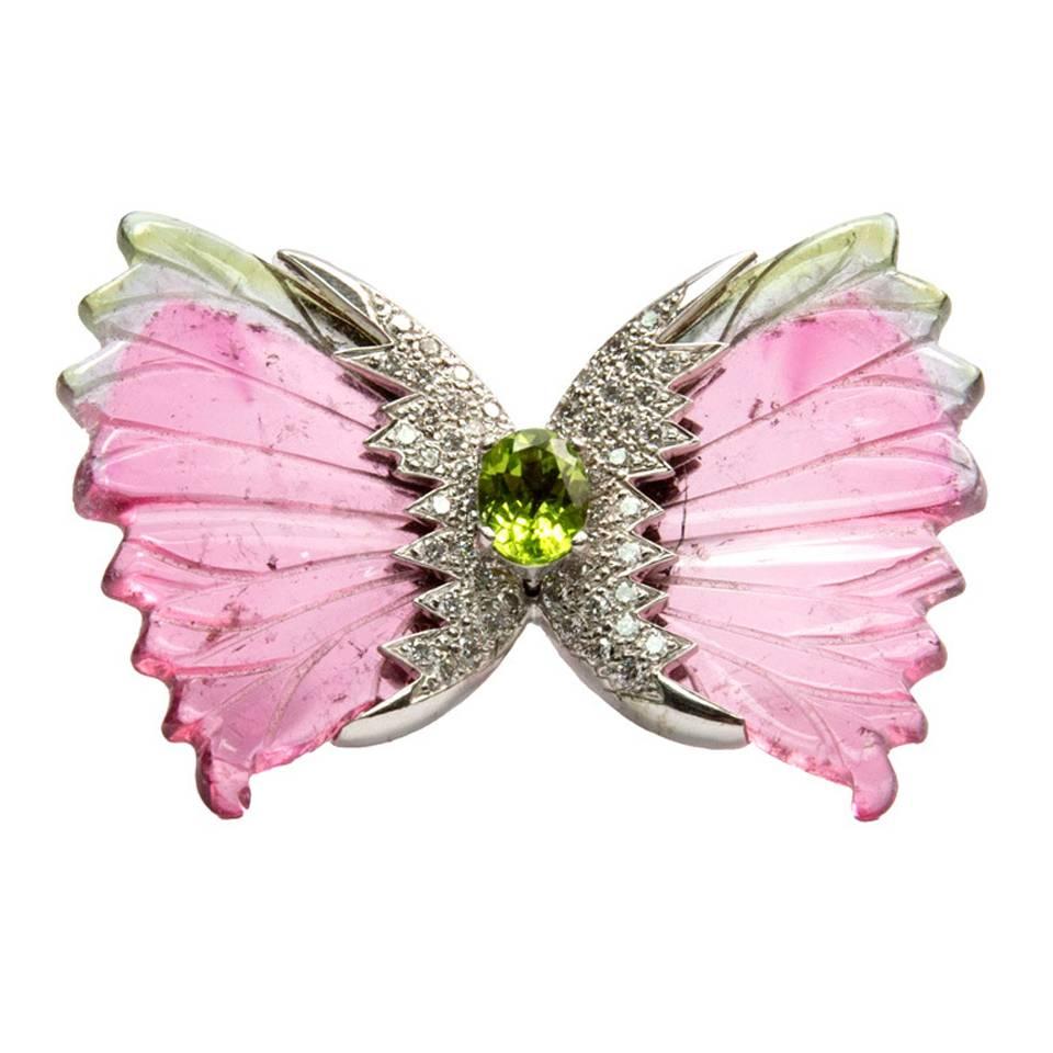 Vintage Beautiful Multi Enamel Gold Butterfly Brooch Pin Fine Estate