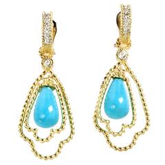 Stambolian Turquoise Diamond drop Earrings