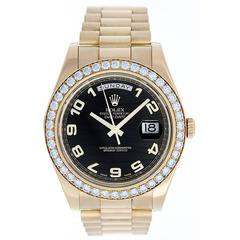 Rolex Yellow Gold Diamond Day-Date II President Automatic Wristwatch 