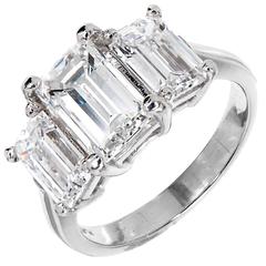 Peter Suchy Emerald Cut Diamond Three Stone Platinum Ring
