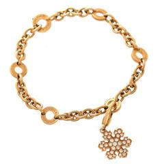 Bulgari Gold Bracelet with Diamond Snowflake Charm