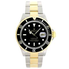 Rolex Yellow Gold Two Tone Submariner Black Dial Automatic Wristwatch Ref 116613