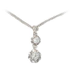 1.25Ct Diamond and 18k Yellow Gold, Platinum Set Pendant - Antique Circa 1900