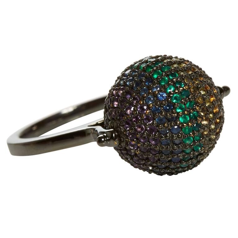 Jade Jagger Midnight Rainbow Disco Ball Ring For Sale at 1stDibs