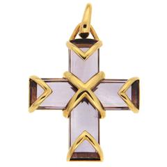 Amethyst Gold Cross Pendant