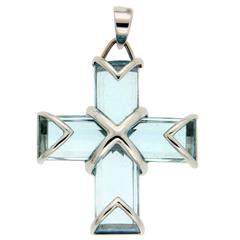 Valentin Magro Blue Topaz Gold Cross Pendant