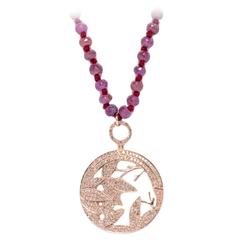 Jade Jagger Opium Bamboo Large Diamond Pendant with Ruby Beads