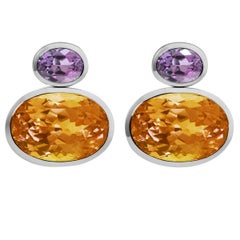 Colleen B. Rosenblat, boucles d'oreilles en or avec citrine et améthyste