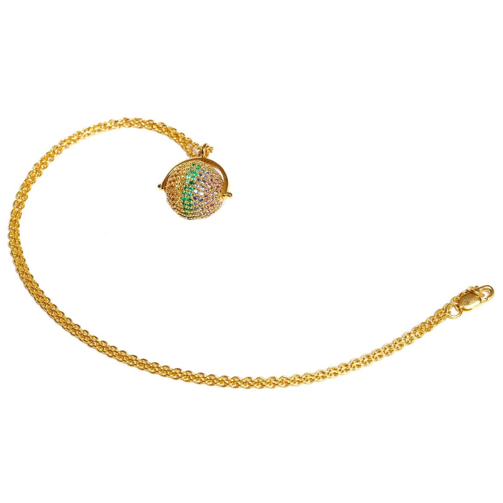 Jade Jagger Rainbow 14mm Disco Ball Necklace For Sale