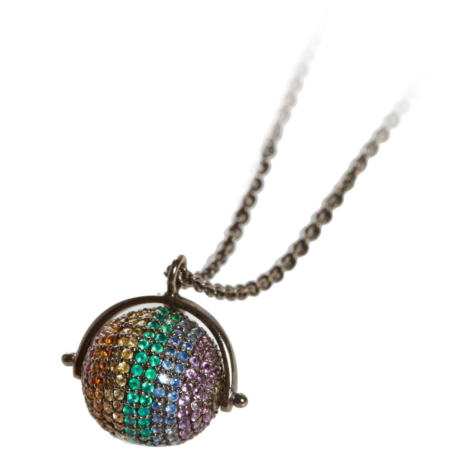 Jade Jagger Midnight Rainbow Disco Ball Necklace For Sale