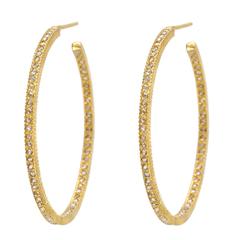 Yossi Harari Medium Cognac Diamond gold Hoop Earrings at 1stDibs